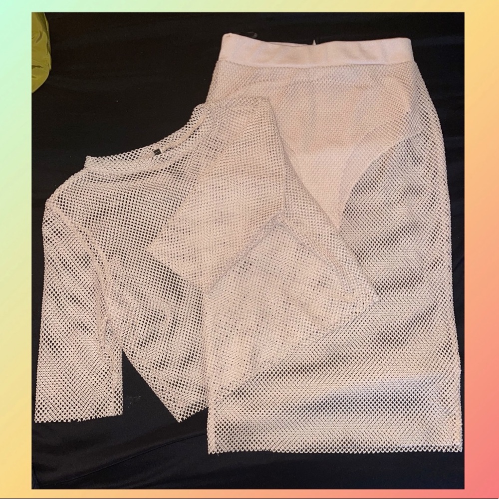 Two piece set sheer skirt with top 🤎